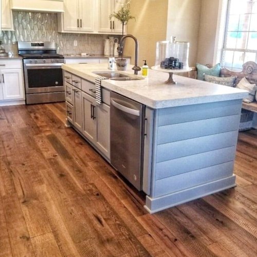 Beautiful remodeled kitchen with wood floors in Auburn, KY from Shop at Home Carpets